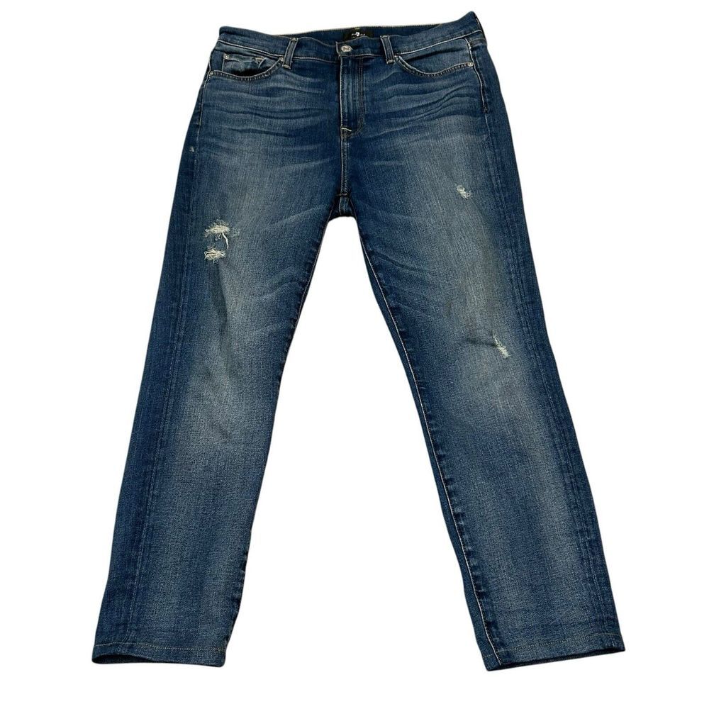 7 For All Mankind The High Waist‎ Ankle Skinny Jeans Women's 30 Blue 25" Inseam